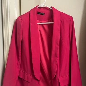 SHEIN Vibrant Pink Open-Front Blazer